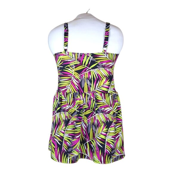 D&Co Beach Tropical Print Swim Dress Slimming With Built-In Bra Size 14 - Picture 3 of 16
